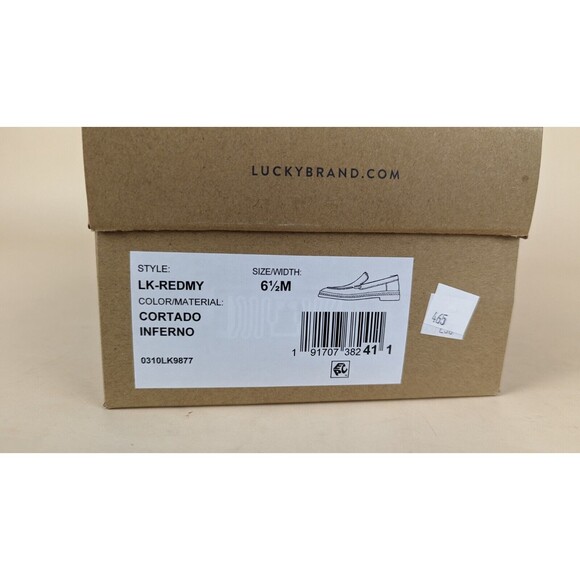 Lucky Brand Redmy Loafers Flats Womens 6.5 M Tan Leather Stud Peace Shoes NWB - Picture 9 of 11